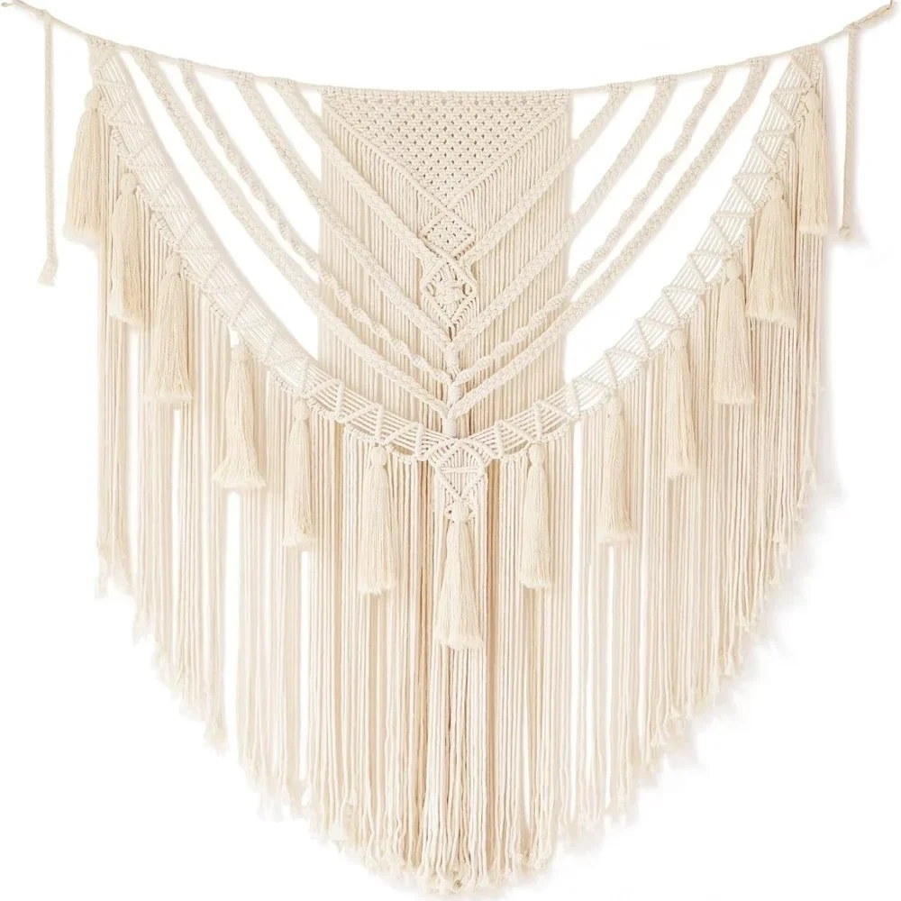 Boho Macrame Woven Handmade Craft Mid Century Modern Hanging Tassel Room Decor
